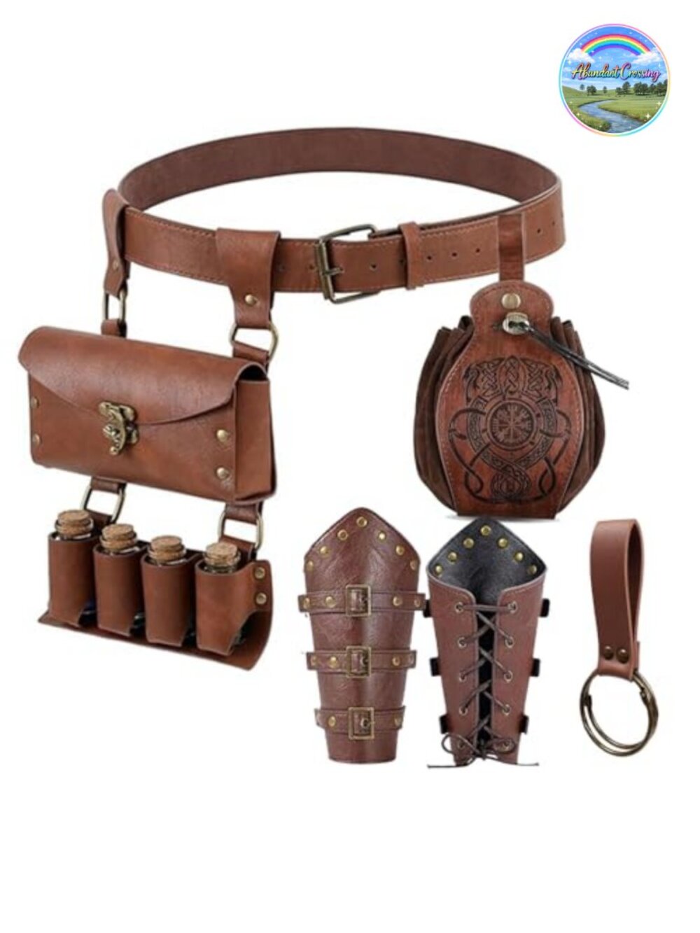 Medieval Renaissance Belt Pouch Purse Viking Bracers Hook Costume Accessory